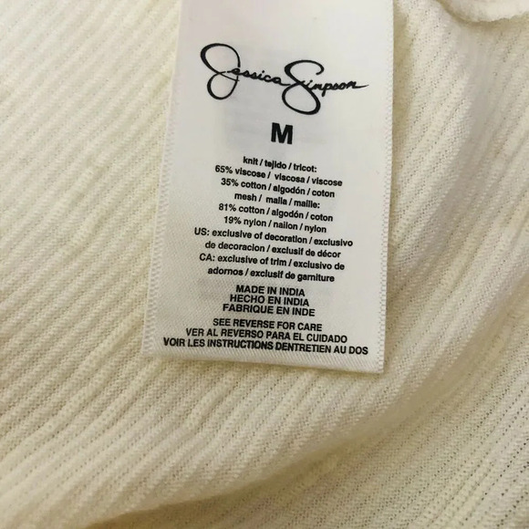 Jessica Simpson Medium White Sheer Embroidered - Picture 12 of 12